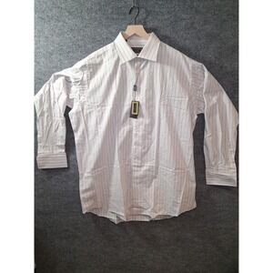 NWT‎ Steve Harvey Collection Mens Dress Shirt 18 36/37 Striped Cotton Blend